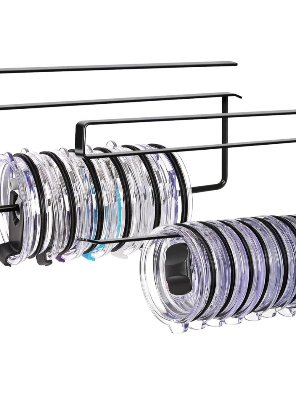 2 Pack Tumbler Lid Organizer, Versatile Storage Holds 20 Lids, Round&Flat